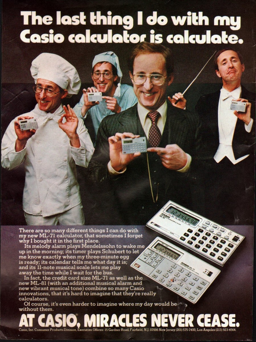 CASIO デジタルはCASIO 当時物 ポスター R8SC388 1980 Vintage ad for Casio retro Calculator Suit Man photo 09/24/22
