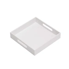 Glossy White Sturdy Acrylic Serving Tray With Handles10x10inchserving Coffeeappe