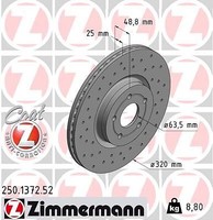 2X Zimmermann 250.1372.52 Bremsscheibe FüR Ford Volvo