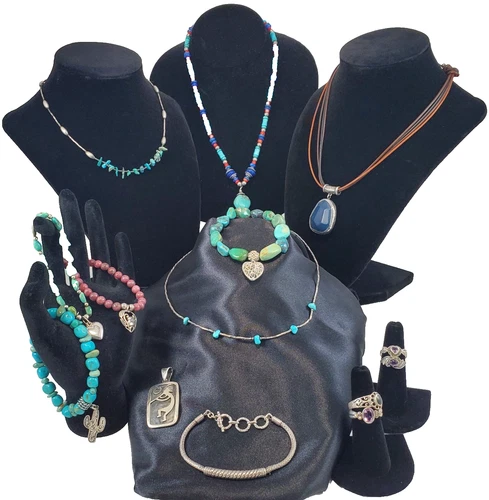 VTG 925 Sterling Silver Southwestern Style Jewelry -Necklaces, Bracelets & Rings