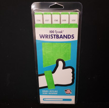 Tyvek Security Wristbands Green 100 Pack Sequential Numbers for Events Parties