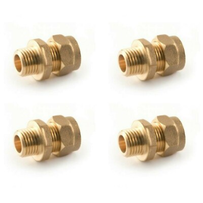 4 x 8 mm MESSING-KLEMMVERSCHRAUBUNG AUF 3/8 ZOLL BSP-STECKER ADAPTER GASROHRVERBINDER