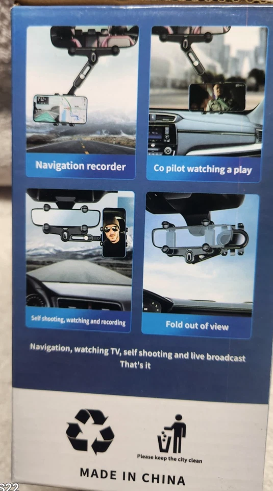 Rearview Mirror Phone Holder for Car,360°Rotatable and Retractable Multifunct... - Image 3 of 4