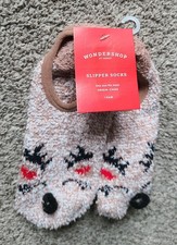 Wondershop Reindeer Slipper Gripper Socks One Size Fits Most FREE SHIPPING