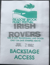 The Irish Rovers 1982 Meadow Brook Music Festival MI Backstage Pass