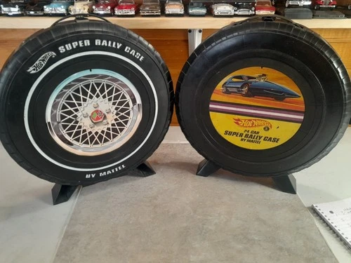 Vintage Round Hot Wheels Racing Plastic Carry Cases
