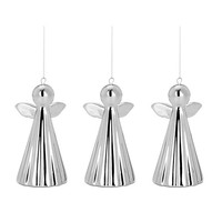 Deko AnhäNger Set Engel 3 Tlg BaumanhäNger Silber Keramik Weihnachtsengel HäNger