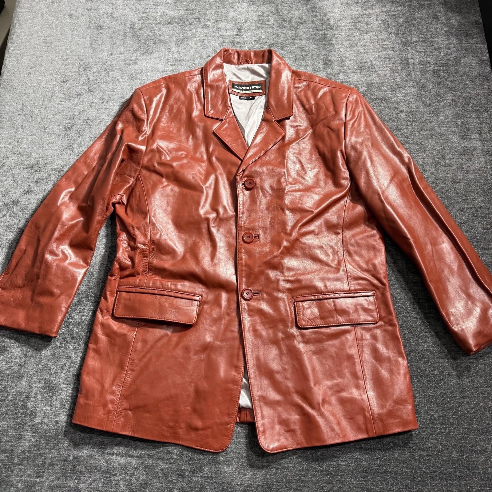 Vintage Ambition New York Men’s Red Genuine Leather Jacket Size XL