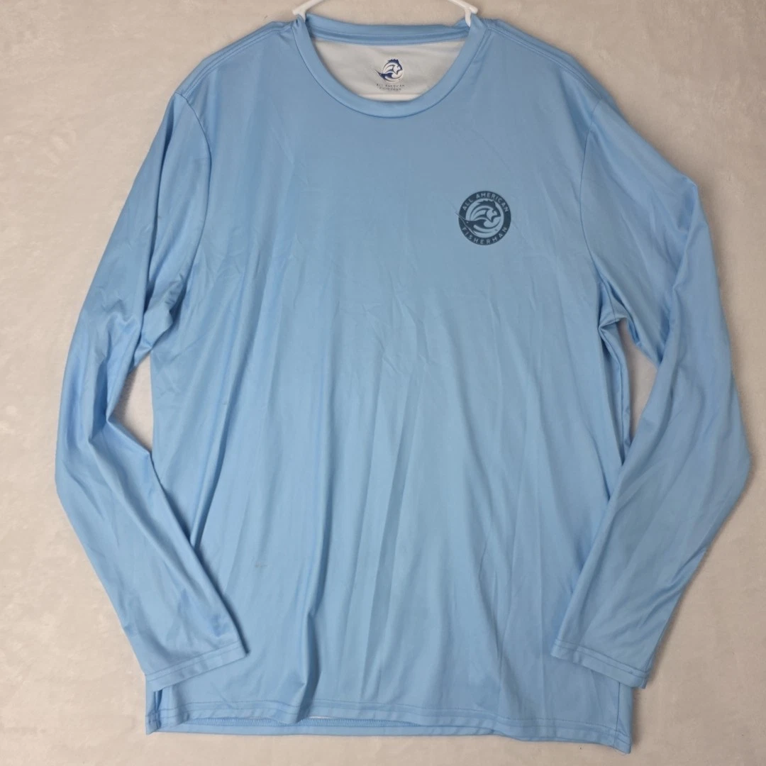 All American Fisherman Mens Long Sleeve Fishing Shirt Size L Marlin Sword Fish