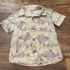 Carter's Child of Mine Boys Fish Seahorse Print Button Down Shirt Green 4T 4A