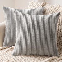 Miulee 2Er Set Kissenbezug 50X50 Cm Kord KissenhüLle Sofakissen Hellgrau |