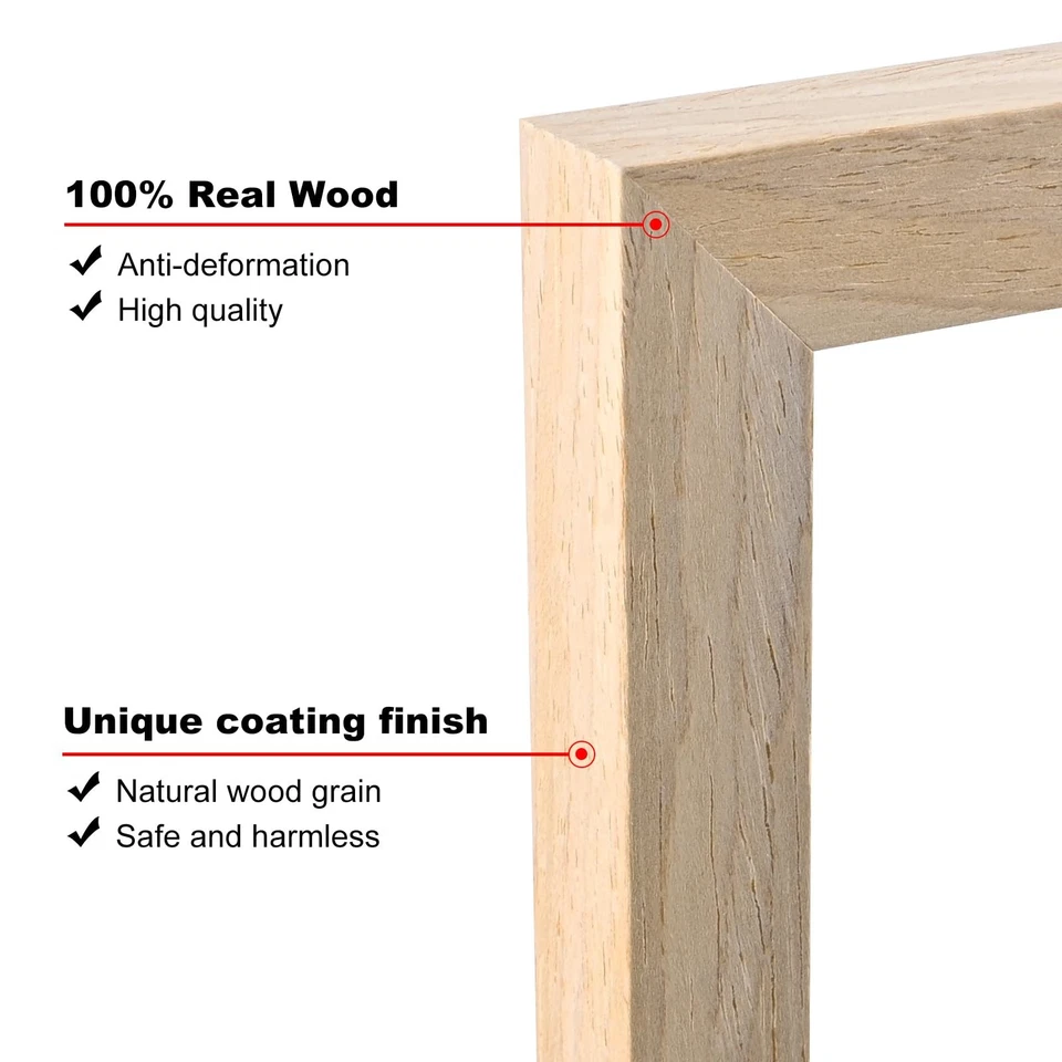 Marco de fotos 5x5, marcos cuadrados naturales de madera maciza para cuadros 4x4 con tapete... Foto 2 de 4