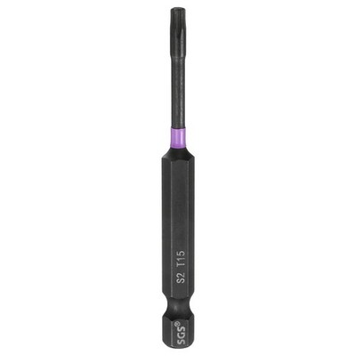 T15 Torx Impact Screwdriver Bit 1/4'' Hex Shank 3'' Long Magnetic No Hole