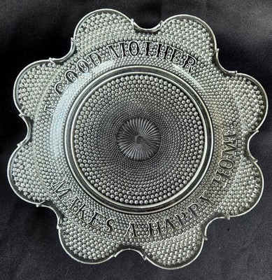 EAPG McKee & Bros Glass Snowflake Pattern a Good Mother Makes a Happy Home c1880
