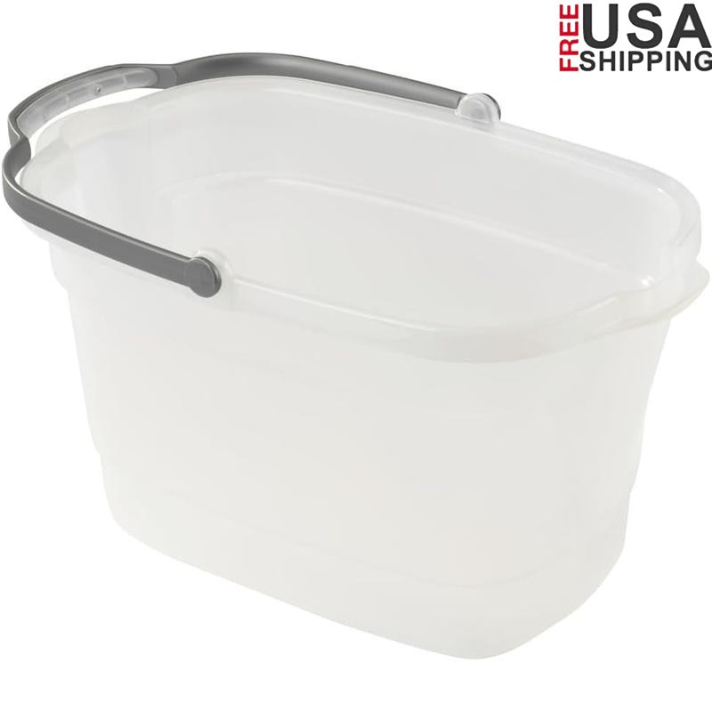 Rectangular Cleaning Bucket 4 Gallon W/ Handle Measuring Strip Pouring Spouts US