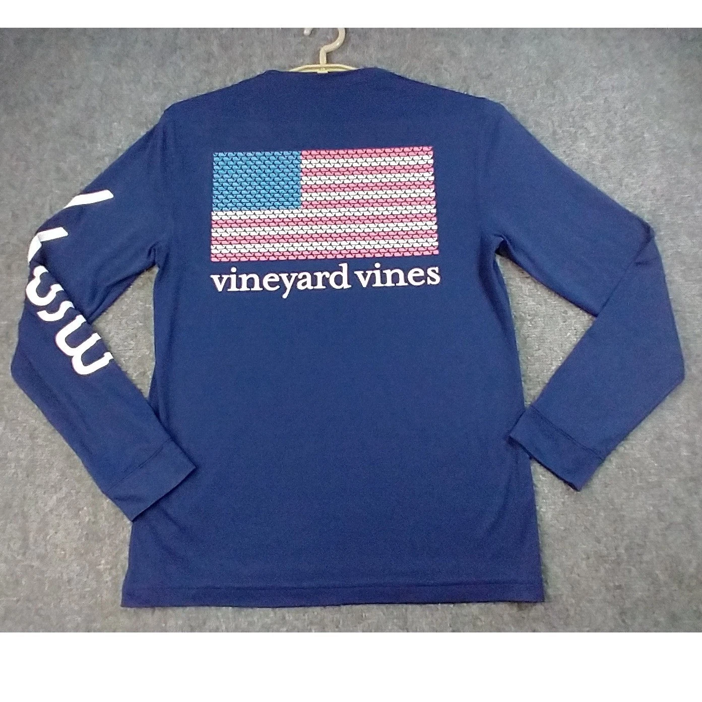 Vineyard Vines Performance Shirt Mens Small Blue American Flag Long Sleeve 1998