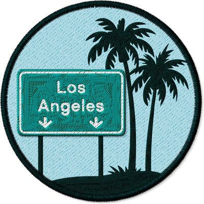 Los Angeles California Patch for Clothes Hollywood Skyline Palm Trees   Embroide
