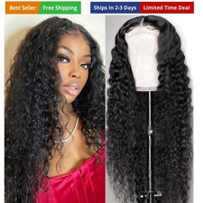 Deep Wave Lace Front Wigs Human Hair Lace Closure Wigs Glueless 4x4 HD Transp...