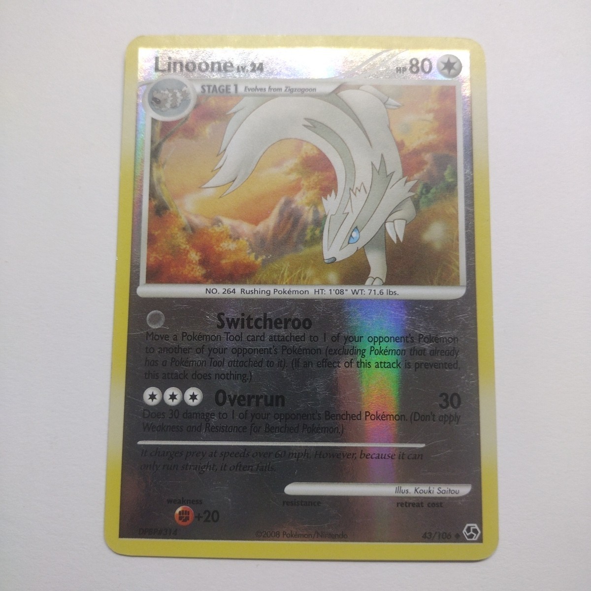 2008 Pokemon Diamond & Pearl Great Encounters Linoone Reverse Holo #43/106 NM