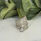 Vintage Sterling Silver Moonstone Woven Bypass Wrap Ring Mexico