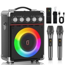 Karaoke Machine, Portable PA System with 2 Wireless Microphones for Adults Ki...
