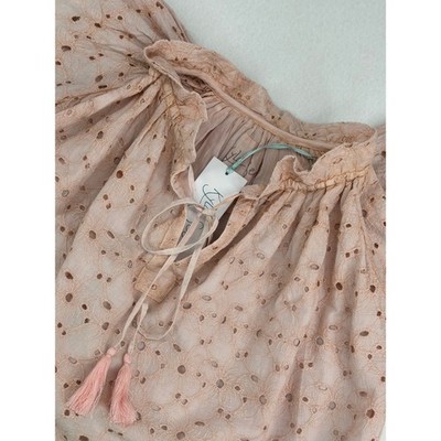 Anthropologie Kyla Seo Talin Blouse Shell Pink Eyelet Fully Lined NWT  S
