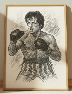 ROCKY BALBOA DRAWING PRINT PORTRAIT SKETCH 8'' x 10'' ROCKY BALBOA PRINT WALL ART