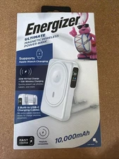 Energizer 10000mAh Magnetic Wireless MagSafe PowerBank OLED Display White OPENEW