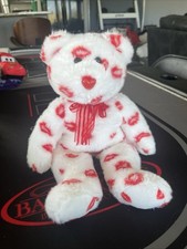 TY Beanie Buddy - SMOOCH the KISS PRINT Bear 14 Inch Plush Stuffed Animal