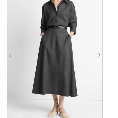 NWOT Women s Vince Italian Jaspe Full Skirt in Medium Heather Grey SZ 2
