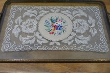 VINTAGE LACE & PETIT POINT DESSING TABLE TRAY