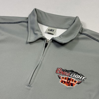 Alo Coolfit Super Bowl XLIV Coors Light 1/4 Zip Short Sleeve Shirt Gray Men's L