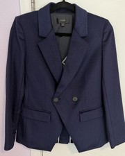 J. Crew Devon Blazer Navy Flannel Wool Blend Double Breasted Career Jacket 2