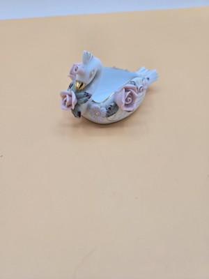 Vintage Occupied China Chikusa Romantic Rose Swan 24k Gold Trim Porcelain...