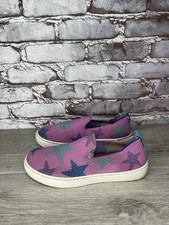 Rothy s Pink Knit Fabric Silver Stars Slip On Sneaker Shoes Kids Sz 4M US/34EU