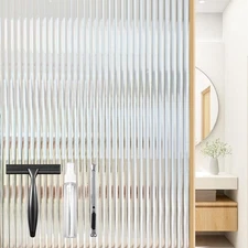 Window Privacy Film, Frosted Reeded Glass Cling with 3 Tools, 3D Decorative C...