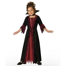 Girls Red & Black Wicked Sorceress Witch Vampira Dress Halloween Costume Sz 10 