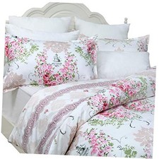 Pink Rose Floral Duvet Cover Set 100 Cotton Girls Twin XL Midsummer Rose