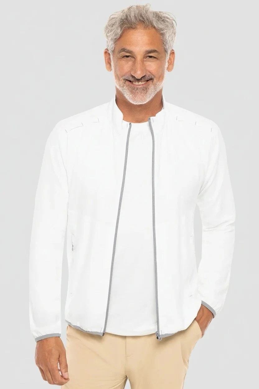 Coolibar Jacket Mens Size XL White Arcadian Packable Sunblock UPF 50 Lightweight