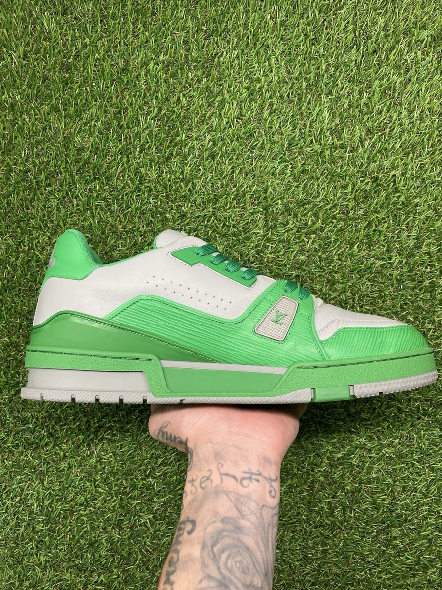 Size 8.5 LV (9.5-10 US) Louis Vuitton LV Trainer ' Green Grey