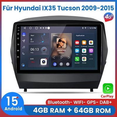 4+64GB V1PRO Autoradio GPS Navi BT RDS Carplay Für Hyundai ix35 Tucson 2009-2015