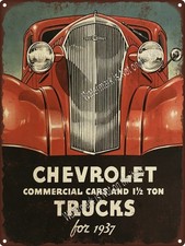 1937 Chevrolet Commercial Truck 1 12 Ton Garage Shop Metal Sign 9x12 A196