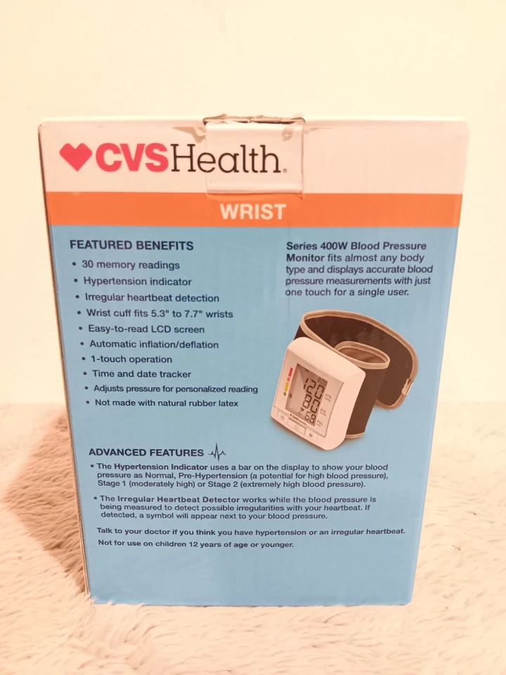 CVS Health 400W Wrist Automatic Blood Pressure Monitor Series BP3MY1-2ECVS - Image 2 of 4