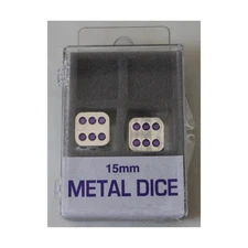 Koplow Dice Metal 15mm d6 Metal Dice w/Purple Pips (2) NM