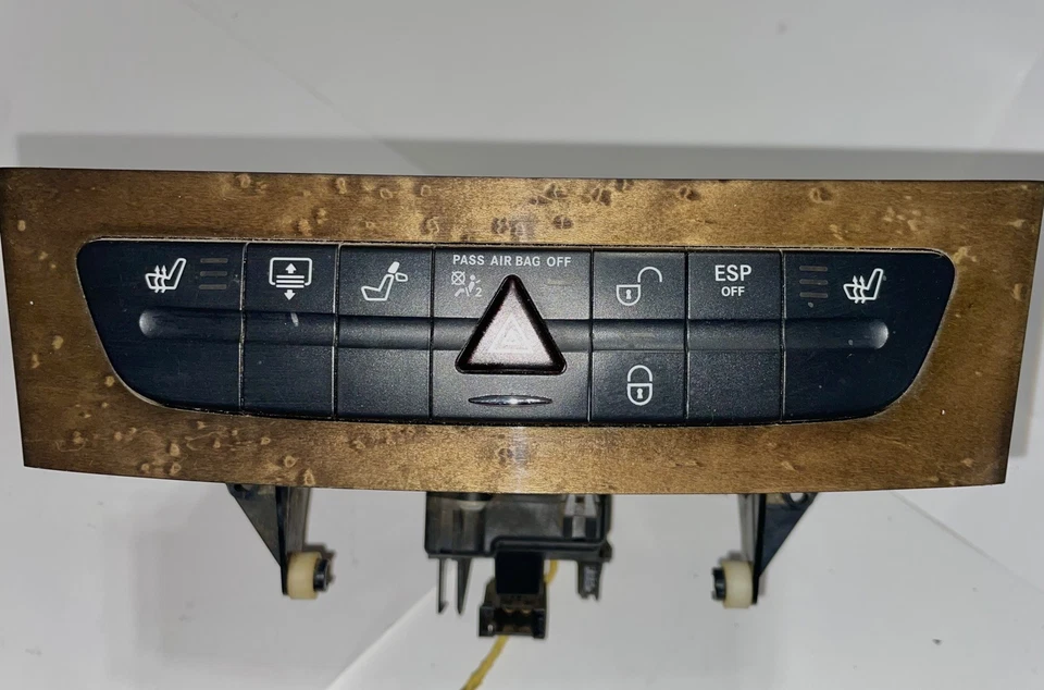 03-09 Mercedes-Benz W211 E320 E350 E550 Hazard Switch Control Panel Wood OEM - Image 2 of 4