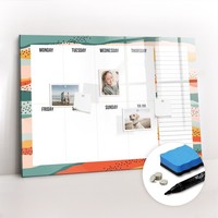 Glas Magnet Pinnwand Wandmontage FüR Fotos Notizen Retro Wochenplaner 100X70 Cm