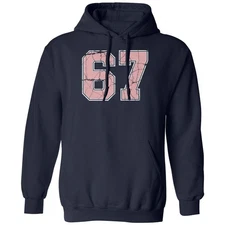 Six Seven 6 7 Meme – Varsity Style 67 Funny Unisex Hooded Sweatshirt