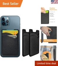 Compact Leather Phone Wallet - Strong Adhesive Card Holder for Smart Devices