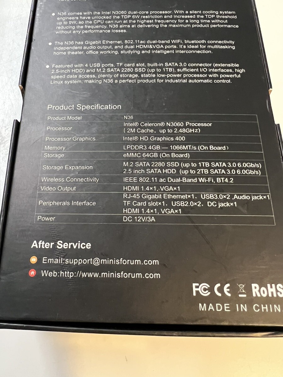 Kabelbaan Spookachtig Verbergen Intel Celeron Proessor Minisforum N36 Mini PC N3060 Processor | eBay Kabelbaan Spookachtig Verbergen Intel Celeron Proessor Minisforum N36 Mini PC N3060 Processor | eBay
