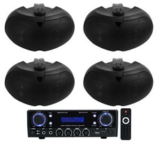 Rockville BLUAMP 100 Home Stereo Receiver Amplifier 4 Black Dual 4" Speakers